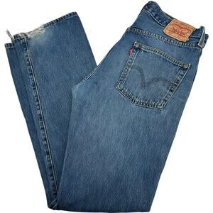 Vintage y2k Mens 34x36 distressed 501 levi's button fly medium blue denim jeans